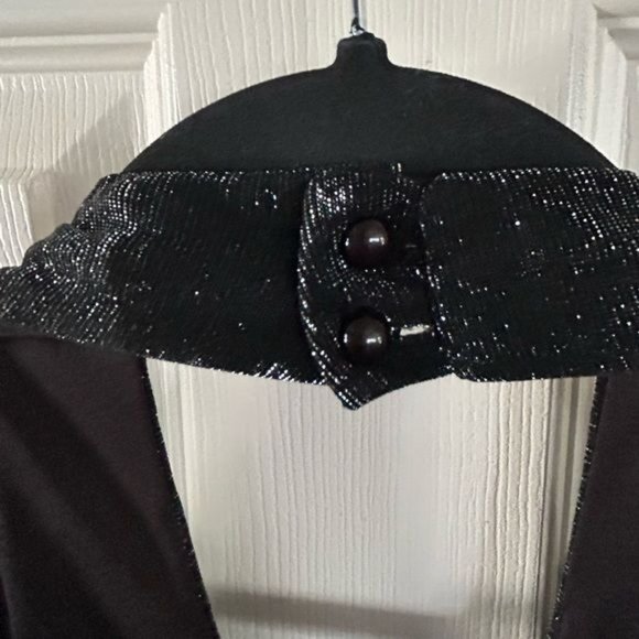 Thea Dora Halter Evening Gown, Black Shimmer Rhinestone Pleated Whimsigoth Sz 10 - Picture 8 of 15